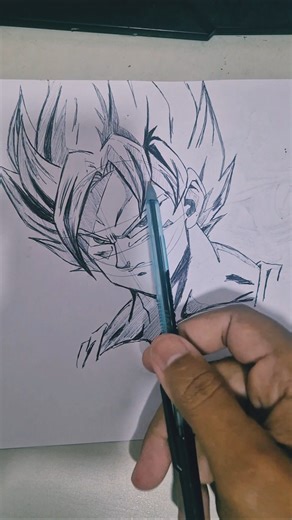 Draw Goku 💀 🔥 🖊 #animedrawing #dbz #drawingtutorial #anime