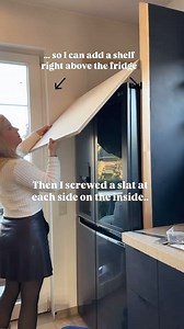 DIY with WOOD | Babette vd Nieuwendijk on Instagram: "Kitchen make-over on a budget? 💰Then keep watching because I am tackling my outdated kitchen step-by-step! 💪🏻 Today I show you how I replaced my tiny fridge with a bigger one and made it look like a build-in 🤩 and honestly, it is much easier than you think! 👌 Make sure to leave a gap in the back or some holes and sufficient space at the sides to make sure that the heat can go out 💡 I love the look of built in fridges, but they’re so exp