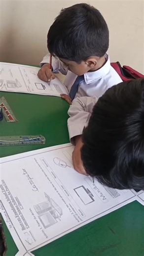 Tiny techies of Prep Blue solving worksheets with big smiles! 🌟 #prepblue #lillTechies | Bestway Foundation School