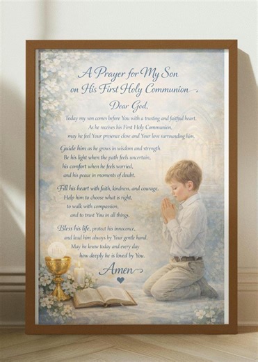 Son First Holy Communion Prayer Catholic Communion Gift for Boy Religious Keepsake - Etsy