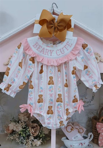 🧸Beary Cute 🎀 Order Here 👉🏼 https://shopthechippycottage.com/search?q=beary cute - ✨How To Order? Copy and paste link above into Web browser on Safari and it will bring you directly to our website to order. Code “TIKTOK” At Checkout Saves!✨ #bears #smockeddress #cute #childrensboutique #girlmom