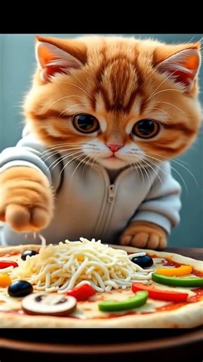 Hungry Cat Eating Pizza Slice | Cute Cat Moments #cutecats #catlovers #ytshorts #shorts