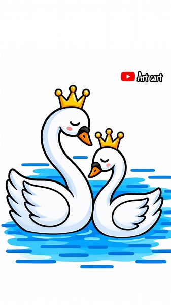How to draw easy cute swan #DreamTrackAI #shorts #shortvideo #shortsfeed #drawing #swan #birds #art