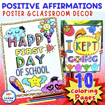Back to School Coloring Pages  Positive Affirmation Posters for Classroom Decor