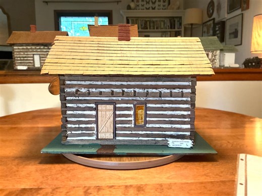 Primitive Folk Art Log Home replica