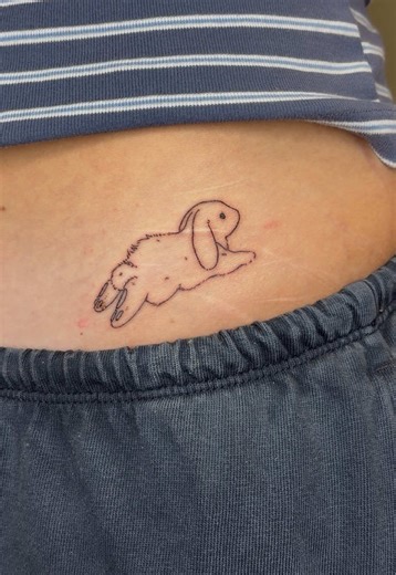 Sweet Little Bunny Fine Line Tattoo Design
