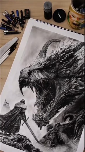 “⚡ Legendary Dragon Art | Pencil Sketch Magic”#shorts #ytshorts #art #viral #tranding #dragon