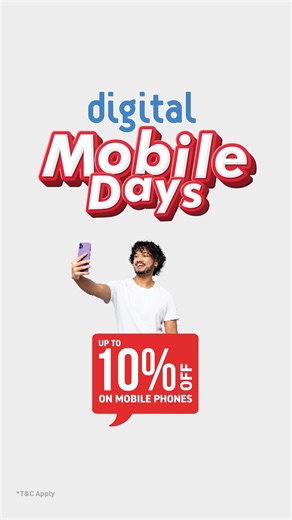Upgrade your mobile experience with up to 10% off during digital Mobile Days! Grab unbeatable deals and redefine how you capture excellence.Visit nearest Reliance Digital store today. *T&C Apply. | Reliance Digital