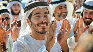 Traditional Emirati male dance Al Ayala, UAE heritage, hands in the frame