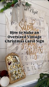 Capture the timeless beauty of a classic carol and create a hanging sign that will make an elegant statement this holiday season. I wanted to add a large wall decoration to the giant blank wall above our fireplace for the holidays, but when I saw how much these prints were in stores and online, I knew I could DIY it for less. I love how this oversized vintage Christmas Carol Sign turned out, and it only cost me $15. Here’s how I made my vintage Christmas Carol Sign: 1. Print the Silent Night mus