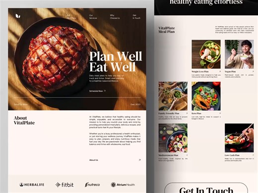 VitalPlate - Healthy Food Menu Planner Landing Page Website