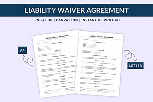 Liability Waiver Agreement | Editable Template | A4 and Letter Size | PDF, Canva & PNG Included - Etsy