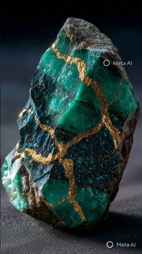 A very rare green rock with gold veins