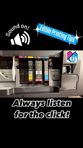 📌Save this TOP TIP: When inserting edible ink cartridges into your edible ink printer for the first time, after refilling them, or when replacing them, always ensure that you hear (or feel) them “click” into place.✔️👍 If you don’t hear (feel) the click, chances are they are not inserted completely and therefore not making the required contact with the printer to work properly.❌ 👎 ⠀ ⠀ #edibleimagesupplies #edibleinkcartridges #edibleinkprinters #tiptuesday | Edible Image Supplies
