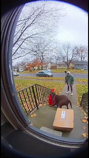 869K views · 2.8K reactions | Watch as a kid suddenly slips on the steps, causing panic and a barking dog. A package falls, all captured in grainy, fish-eye doorbell cam style with echoey, panicked audio. Tommy, no stop! | Tiny Tale Hub | Facebook