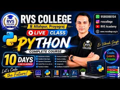 Python Complete Course | Days 10 Live Classes | Learn Coding from Scratch | RVS College Prayagraj
