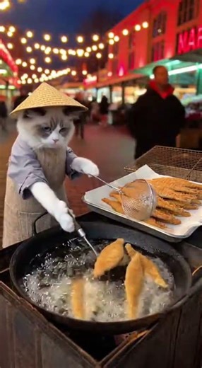 Street Food: A Ragdoll Cat selling Pla Lad Prik (Fish with Chili Sauce) at Seattle Pike Place Edge
