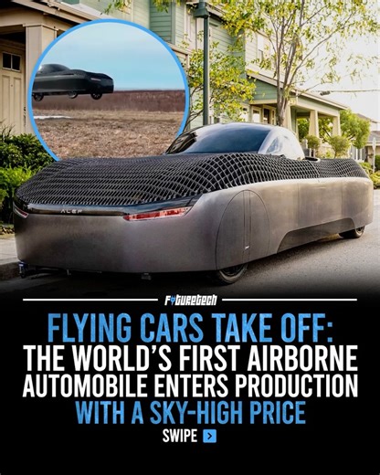 Future Tech on Instagram: "US startup Alef Aeronautics says its Model A flying car has entered limited production, aiming to bring road-legal driving and fully electric vertical flight to real customers as early as 2026. Priced at around $300,000, the vehicle is designed to operate on public roads, fit in standard parking spaces, and lift off vertically using body-integrated electric propellers. Alef claims a range of roughly 110 miles on the road and 110 miles in the air from a single charge. B