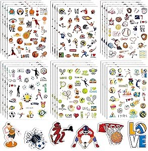 720 Counts Sports Party Favors Ball Sports Stickers Basketball Baseball Volleyball Football Soccer Tennis Stickers for Boys Girls Birthday Party Gifts decoration Water Bottles Laptop Skateboard