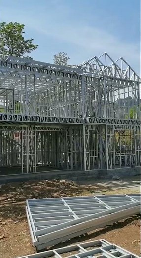 Steel Frame House Construction#steelbuildings #steelframe #steelstructures #containerhouse