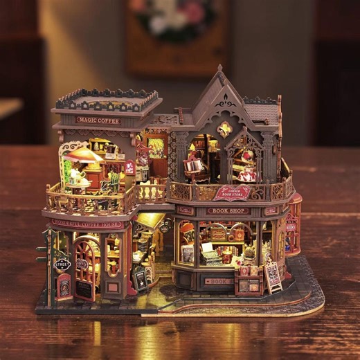Magic Coffee Shop Book Nook Kit – DIY 3D Wooden Puzzle With LED, Miniature Bookstore Diorama, Cozy Bookshelf Insert Decor - Etsy