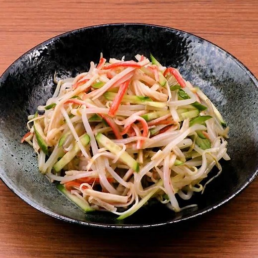 簡単副菜♪ もやしとかにかまぼこのポン酢サラダのレシピ動画・作り方 | デリッシュキッチン
