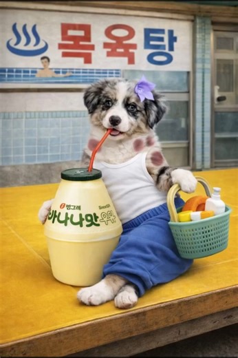 ♨️ 목욕 끝 바나나우유 한모금… 동네 골목 따라 집으로 돌아가는 노아 🍌🥛🐶 | Retro Walk Home