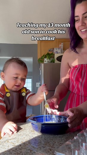 Teaching My 13-Month-Old Son How to Cook His Breakfast