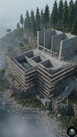 Building the ULTIMATE Minecraft Cliffside Mansion! #Shorts #Minecraft