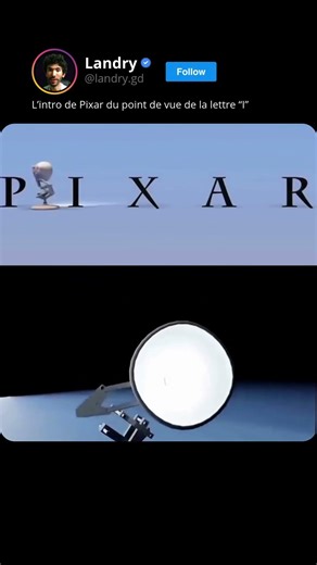 L'intro de Pixar du point de vue de la lettre "I"