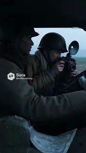 “Gritty up-close view of Soldiers in muddy trench, artillery shells exploding overhead.
