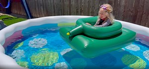Watch Very Fun Inflatable Tank Pool Float toy that sprays water! on Amazon Live