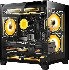 Amazon.com: HOENGAGER Panorama Gaming PC Desktop - AMD Ryzen 7 5700X 3.4 GHz, RX 6500XT 4GB, 16GB DDR4 RAM 3200, 1TB M.2 PCIE SSD, 650W PSU, 240mm AIO, Windows 11 Pro 64-bit Desktop Computer, Black : Electronics