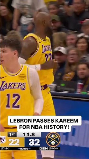 LeBron James surpasses Kareem Abdul-Jabbar for All-time field goals made in a regular season! 👑