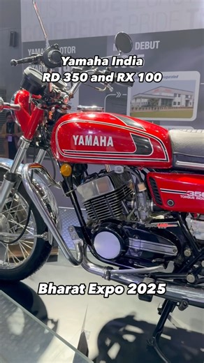 RushLane on Instagram: "Yamaha has the iconic RD 350 and RX 100 on display at the Bharat Expo 2025 Celebrating 40 years of Yamaha in India 🇮🇳 #bharatexpo #autoexpo #rushlane"