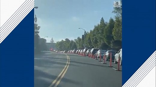 Long line of traffic at COVID testing site in California