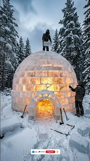“From Freezing Death to Luxury Ice Palace ❄️🔥 | Ultimate Igloo Survival Timelapse” #SurvivalShelter