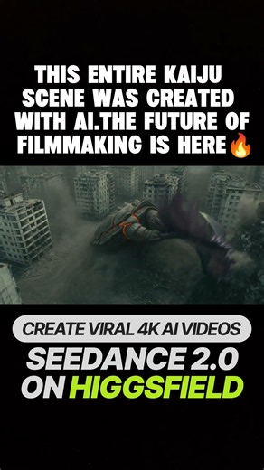 Made entirely with AI.Every frame🔥#HiggsfieldAI#HiggsfieldSeedance4k #Seedance4K#AI#Kaiju#Godzilla
