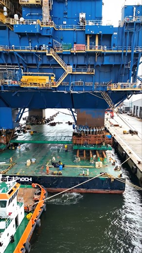 Mega Offshore Structure Load Out Procedure A massive offshore platform module is transported on a heavy barge for installation at sea. These topside structures contain processing units, control systems, accommodation blocks, and drilling equipment, all pre assembled onshore to reduce offshore construction time. Heavy lift cranes and skidding systems are used to position the structure precisely before final integration onto a fixed or floating offshore foundation, ensuring structural balance and 