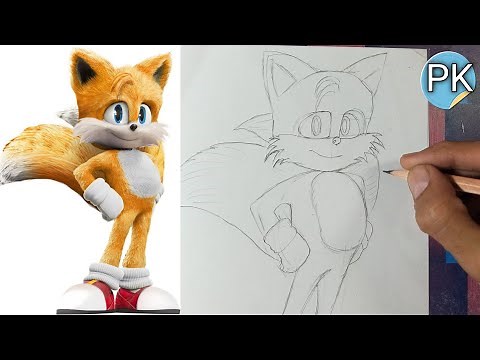 Haw to draw TAILS sonic 2 // Full outline Tutorial