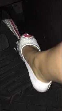 Pedal Pumping A in white open toed heels