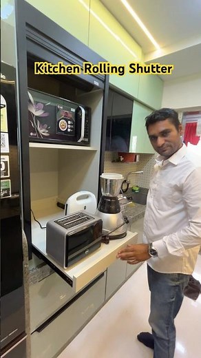Mumbai #modular kitchen#interiordesign #home #Rolling shutter#pullout #modularkitchen Blackcolour
