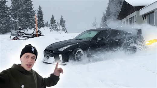 900HP Nissan GTR R35 – Snow Drifts and Flames