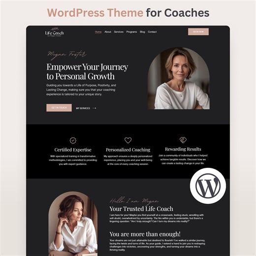 Therapist Wordpress Theme Coaching Full Website Life Coach Wordpress Template Editable Word Press Blog - Etsy