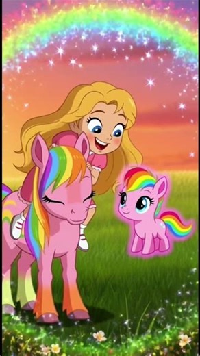 “Rainbow Pony Surprise! 🐴✨ Cute 3D Kids Shorts Adventure”
