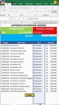 Tutorial Membuat Laporan Keuangan Harian Di Excel #tips #skills #trending #shortvideo #business