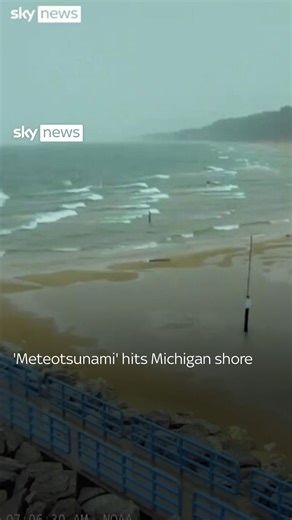 97K views · 276 reactions | A meteotsunami hit the shores of western Michigan following stormy weather | Sky News | Facebook