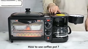 BYHIP 3-in-1 Breakfast Station - Includes Coffee Maker, Non-Stick Griddle, and 4-Slice Toaster Oven - Versatile Breakfast Maker with Timer Suitable for Kitchenettes/Apartments/Dormitories- Black