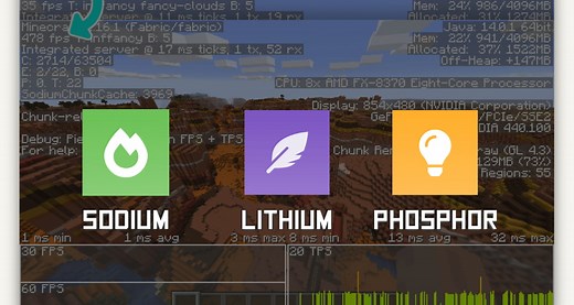 Sodium, Lithium & Phosphor : Boost FPS Minecraft 1.21.8 - Minecraft.fr