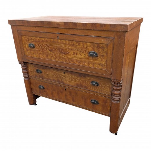 Antique Butler’s Desk on Casters | Drop-front Writing Desk | 3 Drawer Chest | Patina | 43” Wide - Etsy